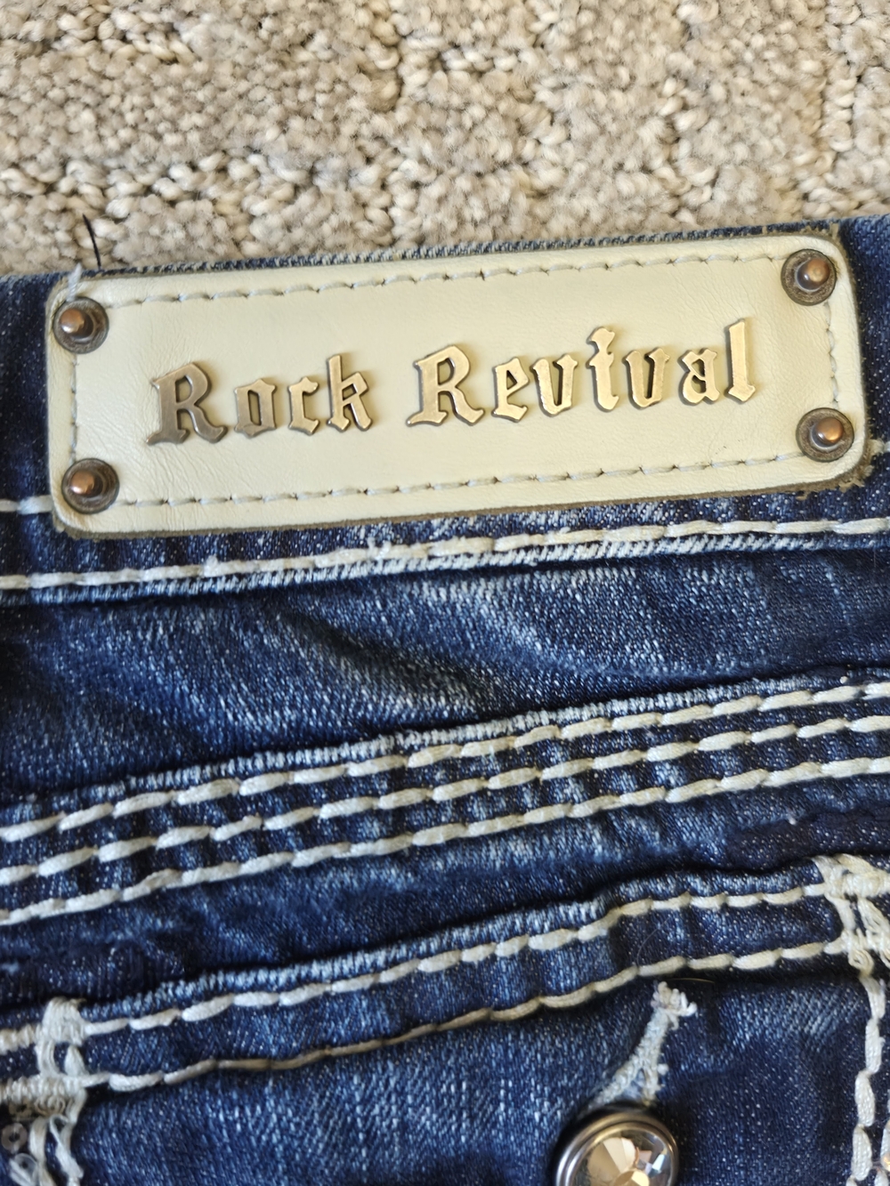 Rock Revival Kai B20 Boot Cut Jeans Womens Size 25 Embellished Denim Y2K